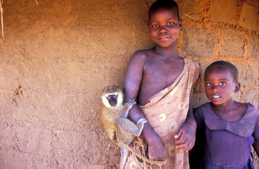 Children with their friend